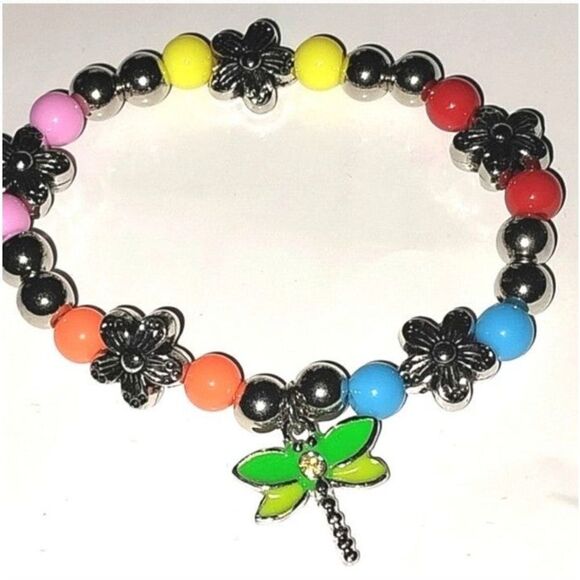 Girls Dragonfly beaded Bracelet - Picture 2 of 4